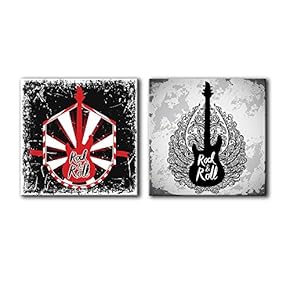 Rock Roll Theme Print x 2 Panels