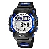 AZLAND Boys Girls Watches Digital Sports Watch Features Night-light,Swim,Frozen,Waterproof Kids Watch, Blue