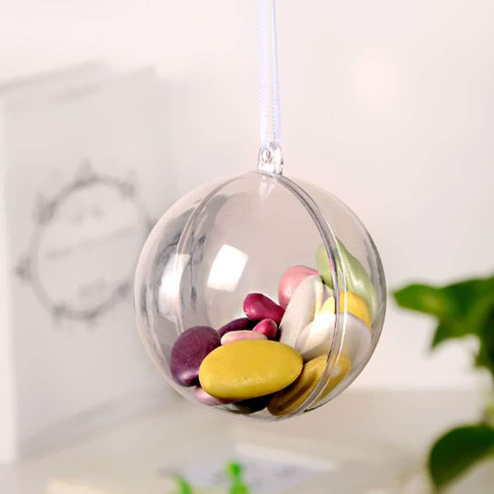 Garneck 5pcs Fillable Ball Clear Plastic Christmas Tree Pendant Ornaments Xmas Transparent Balls for Holiday Wedding Party Home Decor (4/6/8/10/12cm) - Image 4