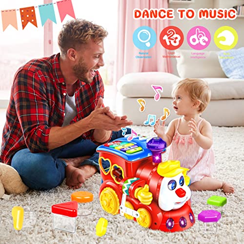 Baby Toys for 1 Year Old Boys Girls Train Crawling Baby Toys 6-12 12-18 Months Learning Educational Infant Toys with Light/Block/Music for Toddler Kids 1st Birthday Gifts Age 1 2 3 Years Christmas