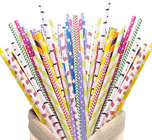 HAKACC Disposable Paper Straws for Drinking, 10