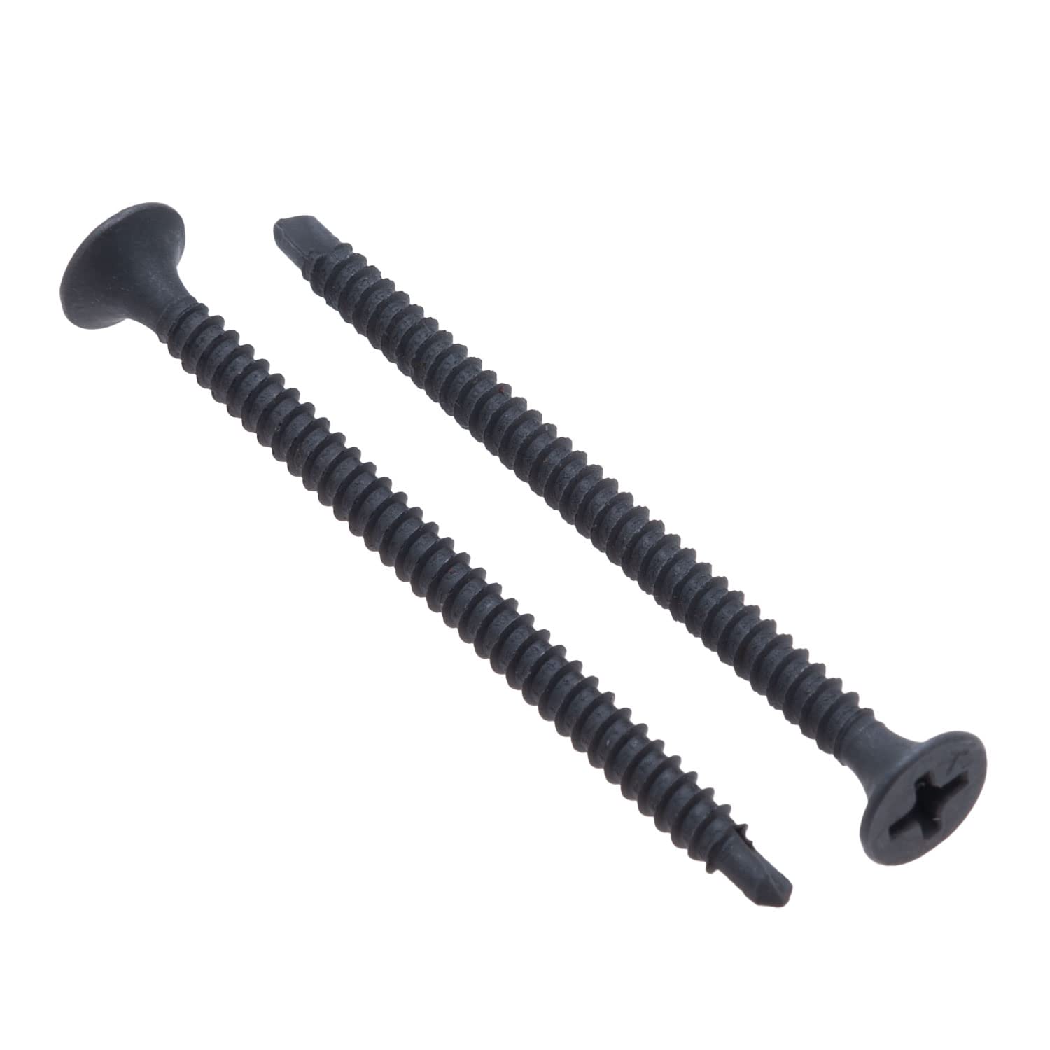 3.5mm x 25mm Self-Drilling Drywall Screw, Self Tapping Black Screws, Fine Thread, Phillips Bugle Head Black Phosphate Hardened Steel Screw for Plasterboard to Metal Studs Profile (pack of 50)