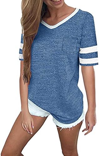 Clearance Women Shirts Teen Girls Casual V Neck Short Sleeve Blouse T Shirt Vest Tops Tank Tops for Summer