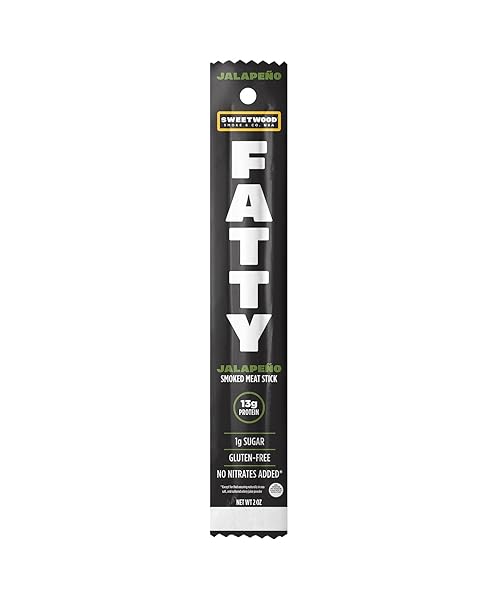 FATTY MEAT STICKS, MADE WITH GRASS FED BEEF, PORK RAISED WITHOUT ANTIBIOTICS, 13G PROTEIN PER STICK, JALAPENO, 2 OZ.
