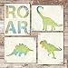 Dinosaur Bedroom Wall Art Prints (Set of 4) - Unframed - 8x10s | Fun and Educational Prehistoric Decor for Kids' Room | Wall Decor for Boys and Girls Bedrooms or Nurseries | Bathroom Wall Decor