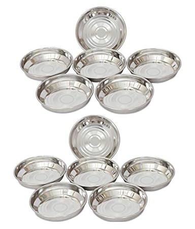 Royal Shappire Stainless Steel Dessert Bowl/Plate In Set Of 12