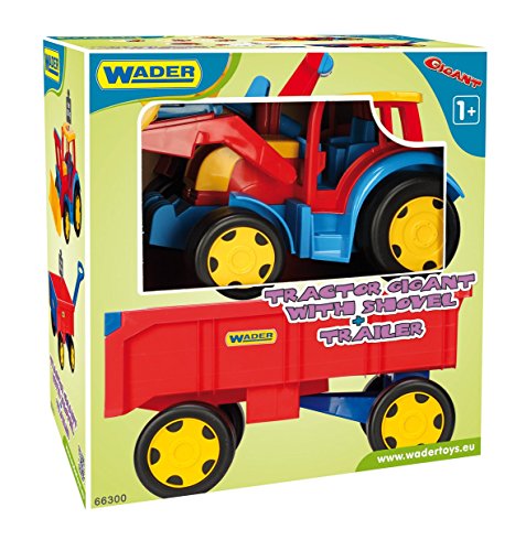Wader 66300 - Gigant Traktor mit großer Frontschaufel und Anhänger, ca. 107 cm lang, belastbar bis 100 kg, ab 12 Monaten, ideal als Geschenk zum phantasievollen Spielen – Bild 4