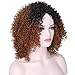 YOURWIGS Ombre Synthetic Wigs for Black Women Brown Kinky Curly Ladies Wig Realistic Looking Heat Resistant Full Wigs 16'' with Wig Cap Z083