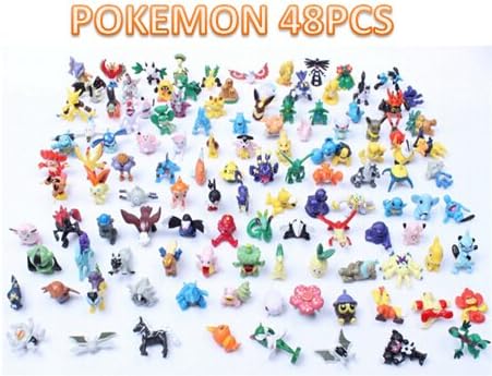 Pokemon Mini Action Figures Set: 48 PC 2-3cm Figurine Set, Pikachu Included Prime Manufacture, Great Bulk Set/ Excellent Gift for Kids