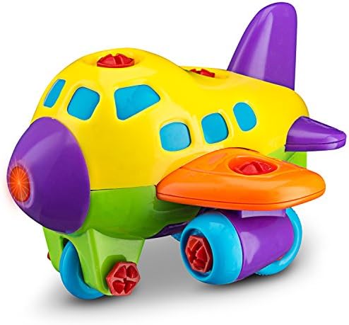 Build your Own and Take Apart Kids Airplane DIY Toy, Sounds Lights - Includes Mini Philips and Flathead Screwdriver by Toydaloo