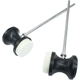 Seimneire 2 Pack Black Double Kick Bass Drum Pedal Beater Mallet | Dual Sided Foot Pedal Beater, Stainless Steel Shaft, Drum Percussion Instrument Accessory Part