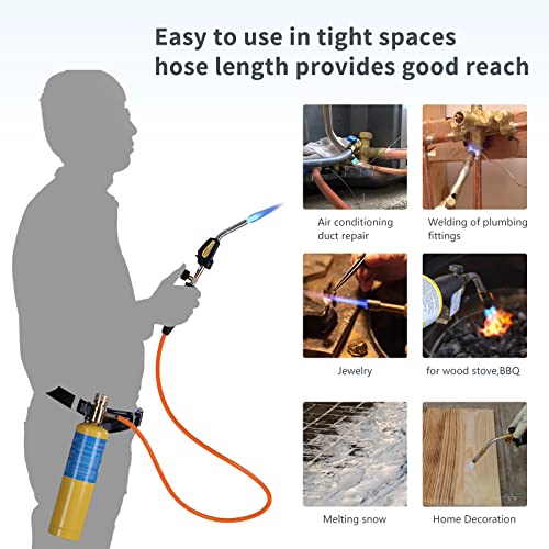 TAUSOM Propane Torch Head, Mapp Gas Torch with 3.6FT Hose & Flow