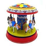 My Toots Classic Vintage Clockwork Wind Up Merry-Go-Round Children Kids Tin Toys with Key