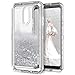 Dexnor Compatible with LG Stylo 4 Case LG Q Stylus Case Hard Clear Glitter 3D Flowing Liquid Cover TPU Silicone + PC 3 Layer Shockproof Protective Heavy Duty Defender Bumper for Girls/Women - Silver
