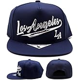 Los Angeles New Basic City LA Tailsweeper Leather Tone Blue Era Snapback Hat Cap