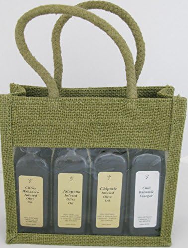 Olive Oil Pantry Fab Four Gift Bags (Hay Caramba) Includes Chipotle, Citrus Habanero, and Jalapeno Olive Oils and Chili Balsamic Vinegar