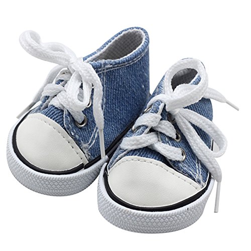 Lace Up Canvas Shoes Accessories For American Girl Doll / 18" Dolls (Dark Blue)