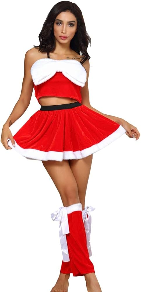 ROPALIA Christmas Stage Dress Sexy Tube top Open Waist Dress: Clothing