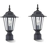 WISBEAM 2 Packs Outdoor Post Light, Pole Lantern, E26 Base 60W Max, Aluminum Housing Plus Glass, Wet Location Rated, ETL Qual