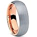 [EnvyJ] 7mm 18K Rose Gold Plated Tungsten Rings Carbide Domed Brushed Men's Women Wedding Band Ring Comfort Fit Finish Fit Size 5-16 w/ velvet ring box FreeShipping Lifetime Guarantee