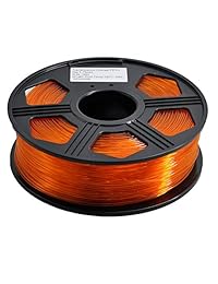 YOYI PETG Filamento 3D para impresora de 0.069 in, diámetro de tolerancia +   0.001 in, 1 KG Spool, 0.069 in Filamento PETG para impresora 3D, color naranja transparente