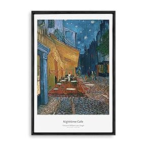 Framed Canvas Wall Art The Starry Night by Vincent Van Gogh Canvas Prints Home Artwork Decoration for Living Room,Bedroom - 16x24 inches
