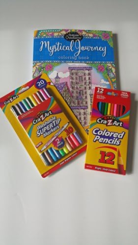 Mystical Journey Adult Relaxing Coloring Book Activity Set with Color Markers and Pencils