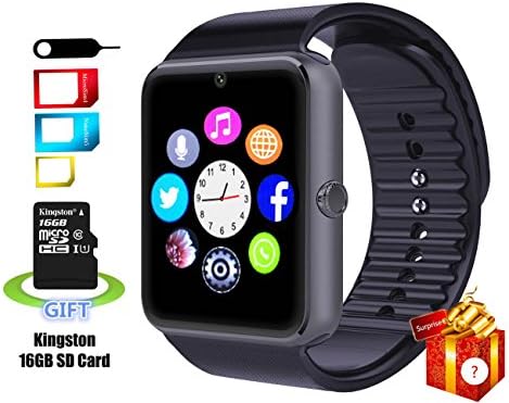 Smart Watch, 11TT Smartlife Sweatproof Bluetooth Smart Watch Phone YG8 with 16GB SD Card and SIM Card Slot for Android Samsung S5 S6 Note 4 5 HTC Sony LG and iPhone 5 5S 6 6 Plus Smartphones (Black)