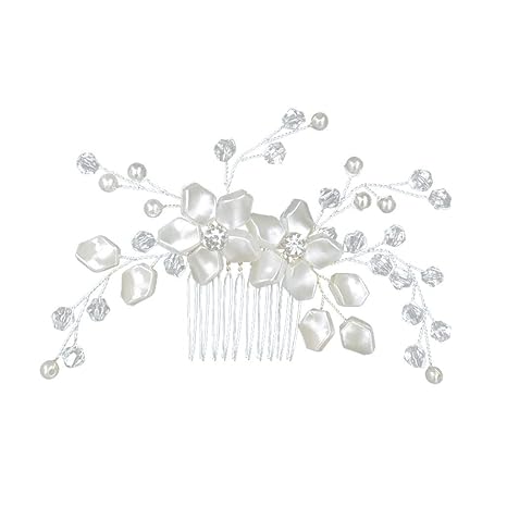 iCerber 2019 Neu für Hochzeiten von Handcess, Silber mit Strasssteinen, Milchig weiß Opal, Kristall, Vintage-Haarschmuck für 