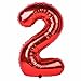 40 Inch Red Large Numbers Birthday Party Decorations Helium Foil Mylar Big Number Balloon Digital 2