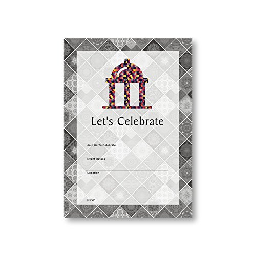 Gazebo Ballroom Building, Flat Party Invitation Card, 12 Cards at 5×7, with White Envelopes ...