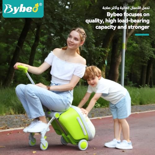 2PCS Kids Ride-on Luggage Set, 20" Expandable Carry-on Rolling Suitcase with Child Guardrail, Kids Trolley Case with Handle, Sit Down Trolley Suitcase for Toddlers With 360° Swivel Wheels and U-Shaped