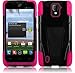 ZTE MAJESTY Z796C BLACK PINK HYBRID T KICKSTAND COVER HARD GEL CASE + FREE SCREEN PROTECTOR from [ACCESSORY ARENA]