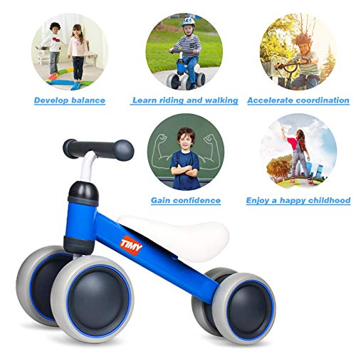 Timy Baby Balance Bike for 1 Year Old Kids Riding Toys for 10-24 Months Toddler No Pedal 4 Wheels Boy Girl First Birthday Gift