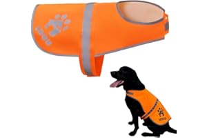 IDOU Reflective Dog Vest Plus, Enhanced 380CD Blaze Orange Safety Vest for Dogs, Adjustable for Walking, Jogging, Hunting