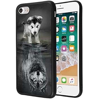 Wolf iPhone 7 8 Case Customized Design Anti-Scratch Flexible Shock Absorption Soft TPU Protective Phone Case For iPhone 7 8-Black