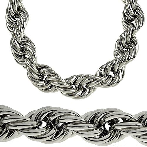Bling CartelHuge 20mm Silver Tone Thick Hollow Rope 36 Inch Long Necklace Hip Hop Dookie Men's Bling Chain