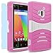 Coolpad Rogue / 3320A Case, INNOVAA Turbulent Heavy Duty Shockproof Kickstand Dual-Layer Rugged Armor Case W/Free Screen Protector & Touch Screen Stylus Pen - White/Pink