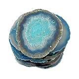 4 (FOUR) Agate Coaster - Teal Colored Agate Coasters Rock Paradise COA (AM9B2)