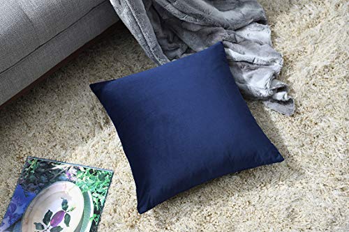 COMFORTLAND 20 x 20 Pack of 4 Soft Velvet Solid Decorative Square Throw Pillow Covers Set Accent Pillow Cases Euro Cushion Covers for Farmhouse Indoor Bedroom Sofa Couch Bed Kids,Dark Blue