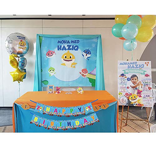 6 Shark+Birthday+Banner+Supplies+Decorations