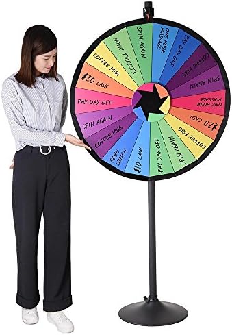 WinSpin 36" 18 Customizable Slots Largest Prize Wheel with Stand Fortune Spinning Game Carnival Tradeshow