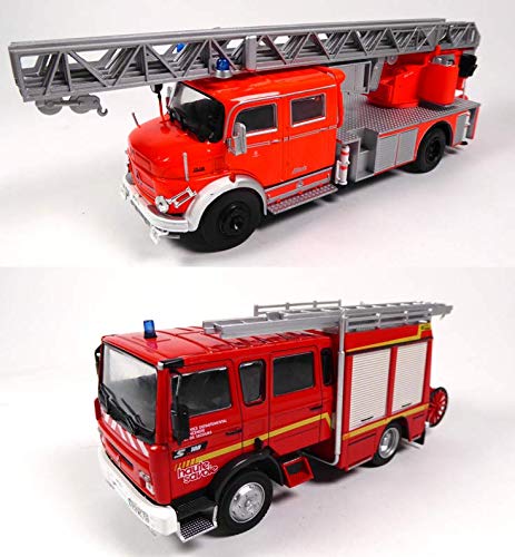 OPO 10 - Set of 2 fire trucks 1/43 compatible with Renault VI S180 + MERCEDES-BENZ L1519 (P2 + P4)