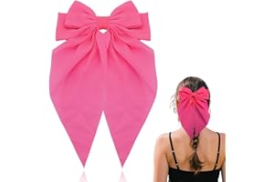 80s Accessories for Women Neon Pink Hair Bows with Long Tail Bow Clip 80s Halloween Costume Accessories Vintage Retro Bowknot