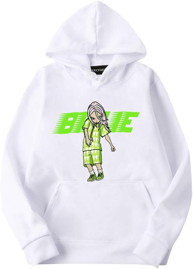 Fushimuma Unisex Billie Eilish Hoodie Music Fans Gift Long Sleeve Pullover Sweatshirt