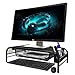 Black Metal Mesh Desktop Monitor Stand Riser with Drawer and 2 Compartment Storage Organizerthumb 4