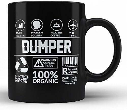 Funny Sarcasm Mug/ Gift for Dumper Humor Black Coffee Mug By HOM Dumper Friends Birthday Coworker Colleague Unique Perfect GIft