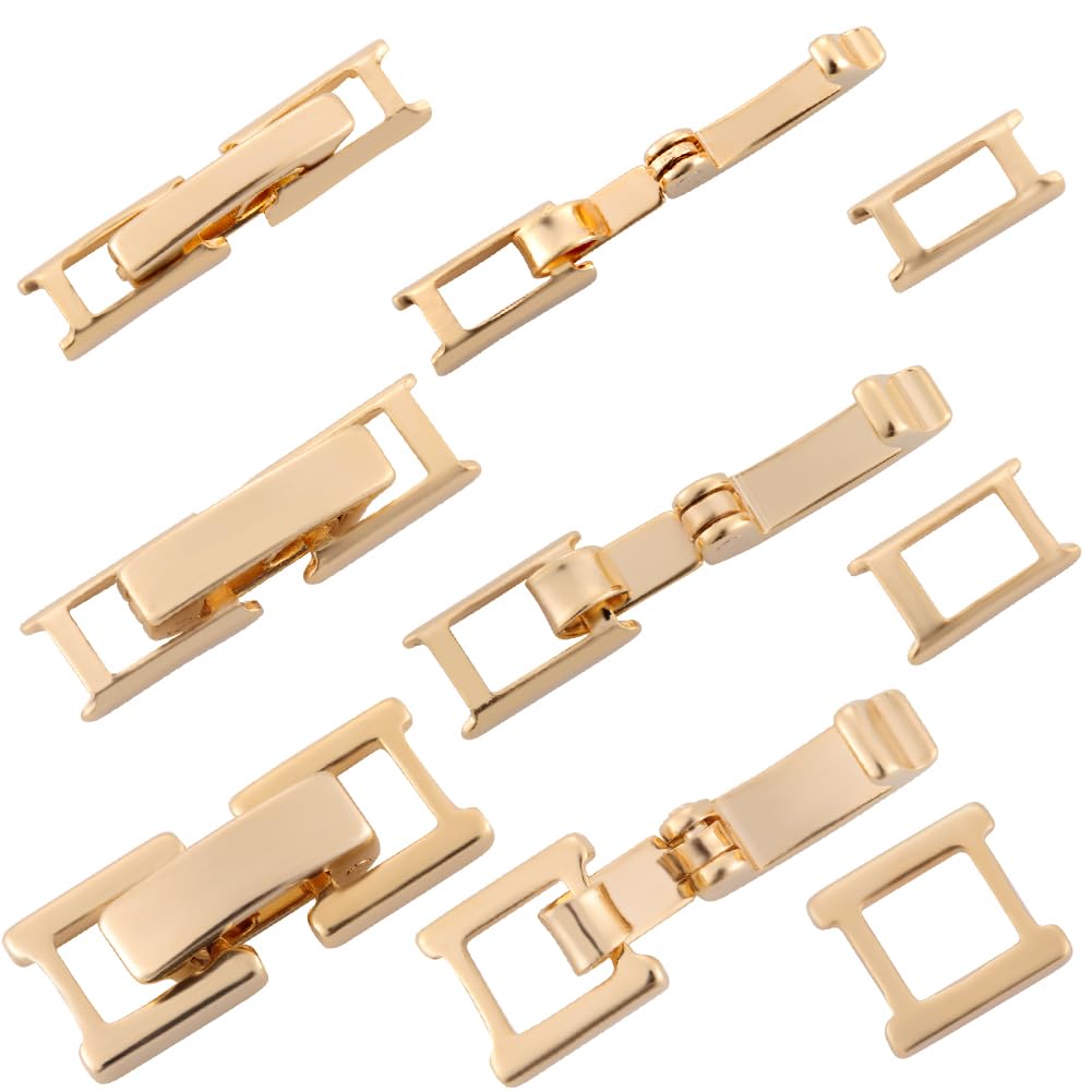 Beebeecraft 1 Box 18Pcs 15/16/17mm/0.59/0.63/0.67in Fold Over Clasp 24K Gold Plated Small Necklace Fold Over Clasp Extender Extension for Necklace DIY Jewelry Crafts Making
