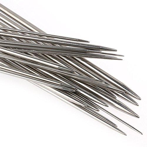 Wartoon 25cm Stainless Steel Hollow Single Pointed Knitting Needle Sweater Staight Needle in Different Sizes(11pirs,22pcs,10 inches Length) with Row Counter Plastic Locking Stitch Makers Scissors