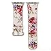 YOSWAN Flower Design Strap for iWatch,38mm 42mm Floral Pattern Printed Leather Wrist Band Apple Watch Link Bracelet for Apple Watch Smartwatch Fitness Tracker Series 3 2 1 Version (White+ Pink, 42mm)